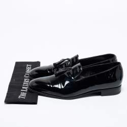 J.M.Weston Black Patent Leather Tassel Slip On Loafers Size 42
