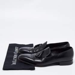J.M.Weston Black Leather Tassel Slip On Loafers Size 42