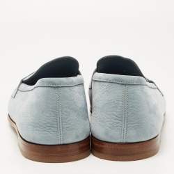 J.M.Weston Blue Nubuck Leather Le Moc Weston Loafers Size 43.5