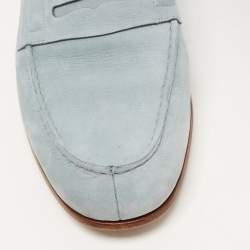 J.M.Weston Blue Nubuck Leather Le Moc Weston Loafers Size 43.5