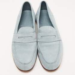 J.M.Weston Blue Nubuck Leather Le Moc Weston Loafers Size 43.5