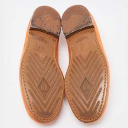 J.M.Weston Orange Nubuck Leather Le Moc Weston Loafers Size 43.5