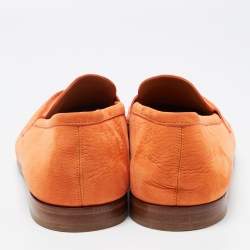 J.M.Weston Orange Nubuck Leather Le Moc Weston Loafers Size 43.5