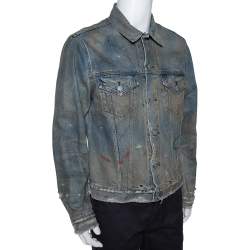 John Elliott Blue Rustic Distressed Denim Terrain Jacket XL