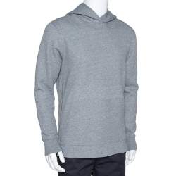 John Elliott Dark Grey Marl Cotton Hooded Villain Sweatshirt L