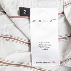 John Elliott Grey Pinstripe Cotton Crinkle Shirt M