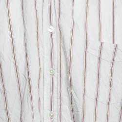 John Elliott Grey Pinstripe Cotton Crinkle Shirt M