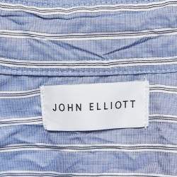 John Elliott Blue Striped Cotton Crinkle Oversized Shirt M