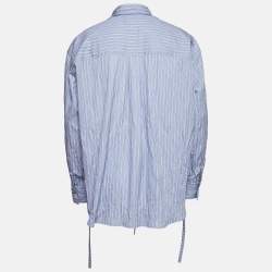 John Elliott Blue Striped Cotton Crinkle Oversized Shirt M