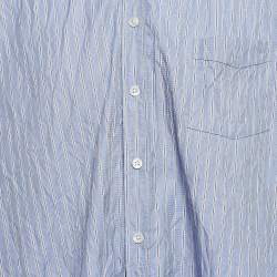 John Elliott Blue Striped Cotton Crinkle Oversized Shirt M