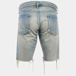 Pre Owned John Elliott Light Blue Washed Denim Distressed Shorts M (31)