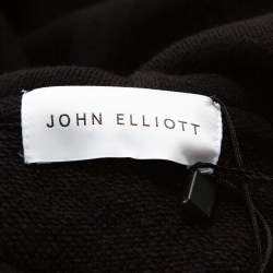 John Elliott Black Cotton Side Zip Detail Hooded Villain Sweatshirt L