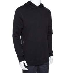 John Elliott Black Cotton Side Zip Detail Hooded Villain Sweatshirt L
