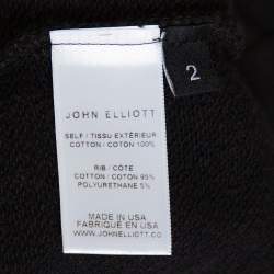John Elliott Black Cotton Terry Jersey Hoodie M