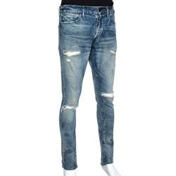 John Elliott Blue Distressed Denim The Cast 2 Slim Fit Jeans M