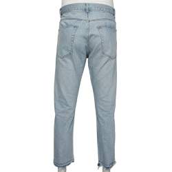 John Elliott Blue Denim Painted Detail Distressed Cropped Jeans M