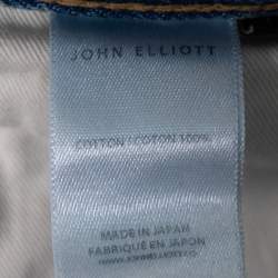 John Elliott Blue Denim Painted Detail Distressed Cropped Jeans M