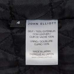 John Elliott X Blackmeans Beige Distress Ivory Paint Leather Riders Jacket XL