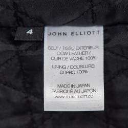 John Elliott X Blackmeans Beige Distress Ivory Paint Leather Riders Jacket XL