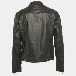 John Varvatos Black Denim Zip-Up Jacket M