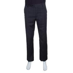 John Varvatos Grey Checkered Wool Trousers XL