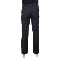 John Varvatos Grey Checkered Wool Trousers XL