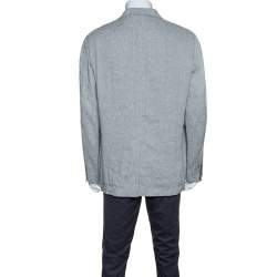 John Varvatos Grey Slub Linen Tailored Blazer XXL