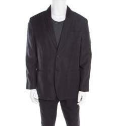 John Varvatos Dark Grey Houndstooth Patterned Linen Cotton Blazer XL