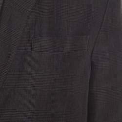 John Varvatos Dark Grey Houndstooth Patterned Linen Cotton Blazer XL