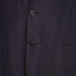 John Varvatos Dark Grey Houndstooth Patterned Linen Cotton Blazer XL