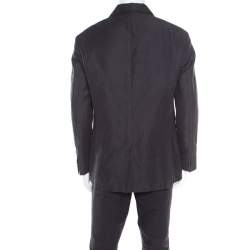 John Varvatos Dark Grey Houndstooth Patterned Linen Cotton Blazer XL