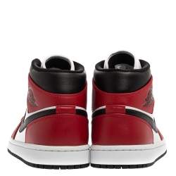 Pre Owned Nike Jordan 1 Mid Union Red Leather High Top Sneakers Size 41