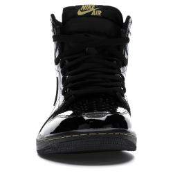 Pre Owned Nike Jordan 1 High Black Metallic Gold Sneakers Size EU 42 US 8.5