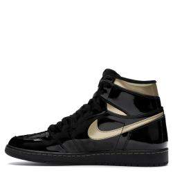 Pre Owned Nike Jordan 1 High Black Metallic Gold Sneakers Size EU 42 US 8.5