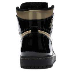 Pre Owned Nike Jordan 1 High Black Metallic Gold Sneakers Size EU 42 US 8.5