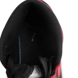 Pre Owned Nike Jordan Black/Red Leather and Fabric 1 Mid Sneakers Size 43