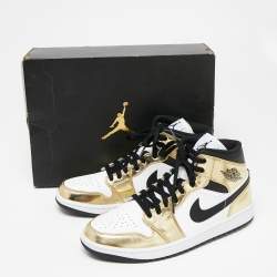 Pre Owned Air Jordan 1 Mid SE Tricolor Leather High Top Sneakers Size 44