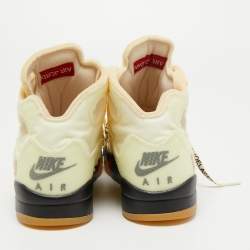 Off White x Air Jordan Cream Mesh Air Jordan 5 Retro Sail High Top Sneakers Size 41