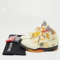 Off White x Air Jordan Cream Mesh Air Jordan 5 Retro Sail High Top Sneakers Size 41