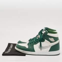 Air Jordan Green/White Leather jordan 1 Retro Gorge Green Sneakers Size 44.5