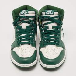 Air Jordan Green/White Leather jordan 1 Retro Gorge Green Sneakers Size 44.5