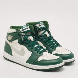 Air Jordan Green/White Leather jordan 1 Retro Gorge Green Sneakers Size 44.5
