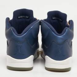 مملوكة مسبقًا حذاء رياضي جوردان 5 ريترو أزرق/برونزي جلد مقاس 43 هاي توب