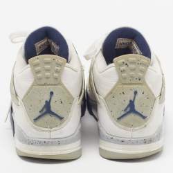 Pre Owned Jordan Air Jordan 4 Retro Size 41 White Leather Lace Up Sneakers