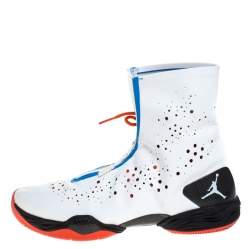 Air Jordan White/Blue Leather and Mesh XX8 Locked and Loaded High Top Sneakers Size 45.5
