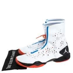 Air Jordan White/Blue Leather and Mesh XX8 Locked and Loaded High Top Sneakers Size 45.5