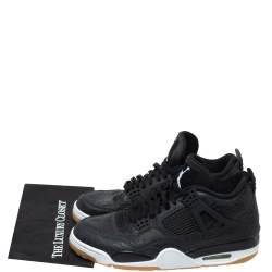 Pre Owned Jordan Black Leather '4 Retro Laser' Lace Up Sneakers Size 43