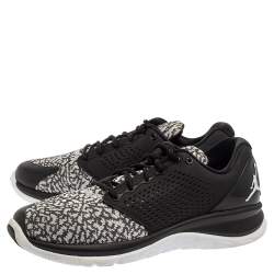 Pre Owned Jordan Black/White Knit Fabric And Synthetic Trainer ST Sneakers Size 44