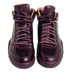 Air Jordan Burgundy Leather Air Jordan 5 Retro Premium High Top Sneakers Size 40