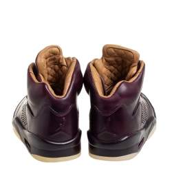 Air Jordan Burgundy Leather Air Jordan 5 Retro Premium High Top Sneakers Size 40
